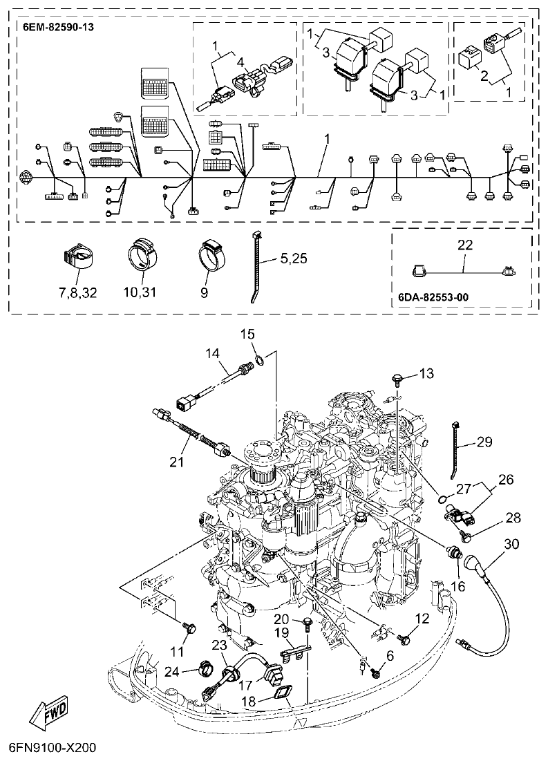 Yamaha F130AET, FL130AET ELECTRICAL 5 parts diagram